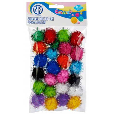 Pompony brokatowe Astra 3cm, 25szt