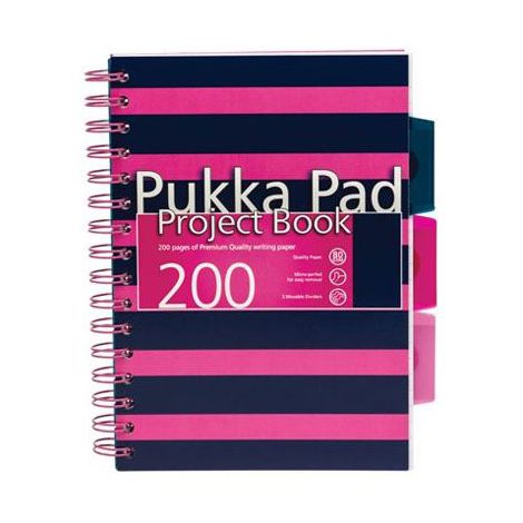 Kołozeszyt Pukka Pad Project Book Navy A5/100/80g kratka, różowy - 2