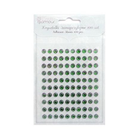 Kryształki samoprzylepne dpCraft 6mm, 100szt, Green