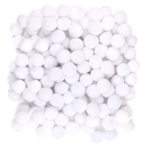 Pompony poliestrowe dpCraft 1cm Białe, 120szt