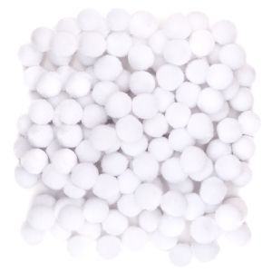 Pompony poliestrowe dpCraft 1cm Białe, 120szt