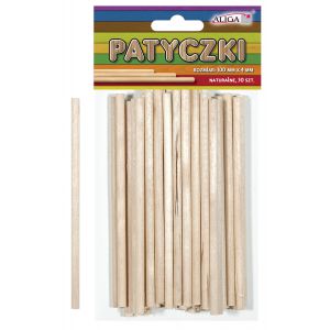 Patyczki kreatywne okrągłe Aliga naturalne 10cm, 50szt