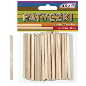 Patyczki kreatywne okrągłe Aliga naturalne 6cm, 100szt