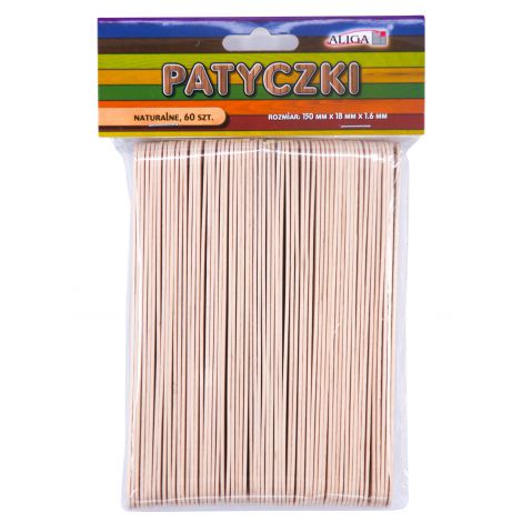 Patyczki kreatywne naturalne 150x18x1,6mm 60 szt.