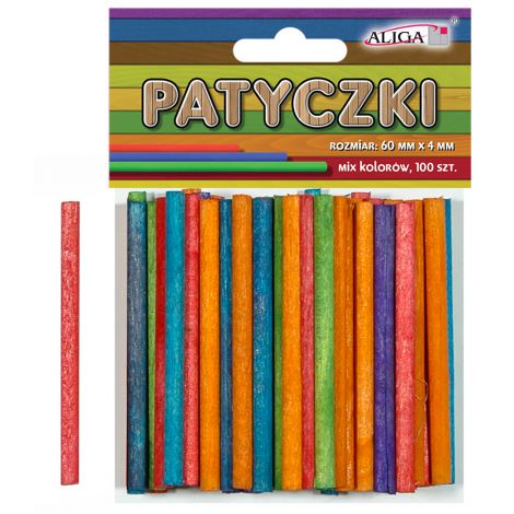 Patyczki kreatywne okrągłe Aliga kolorowe 6cm, 50szt
