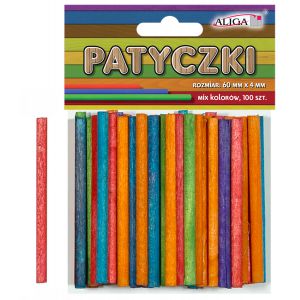 Patyczki kreatywne okrągłe Aliga kolorowe 6cm, 50szt