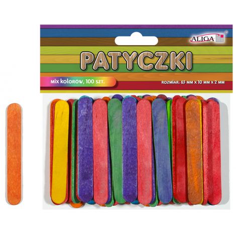 Patyczki kreatywne Aliga kolorowe 6.5cm, 100szt