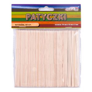 Patyczki kreatywne Aliga naturalne 11.4cm, 60szt