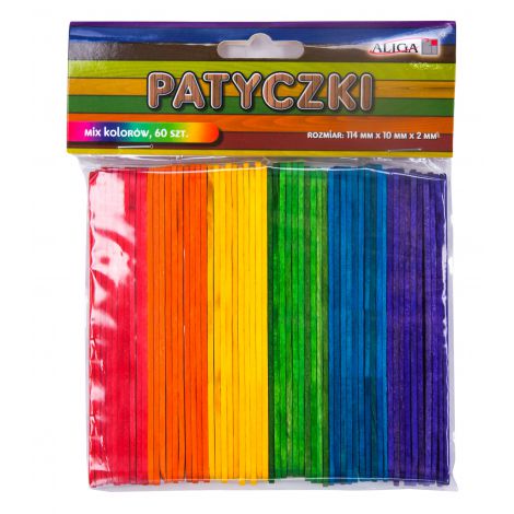 Patyczki kreatywne Aliga kolorowe 11.4cm, 60szt