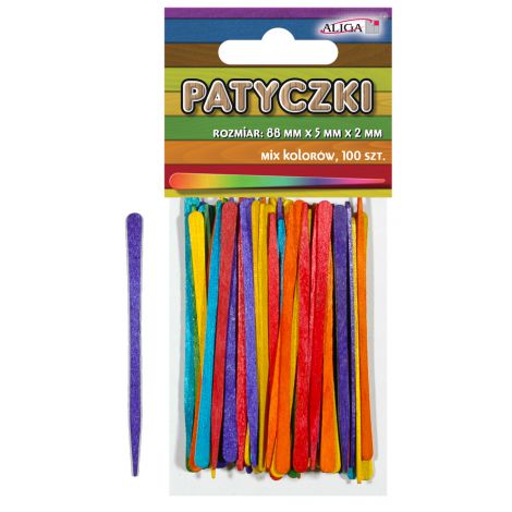 Patyczki kreatywne Aliga kolorowe 8.8cm, 100szt