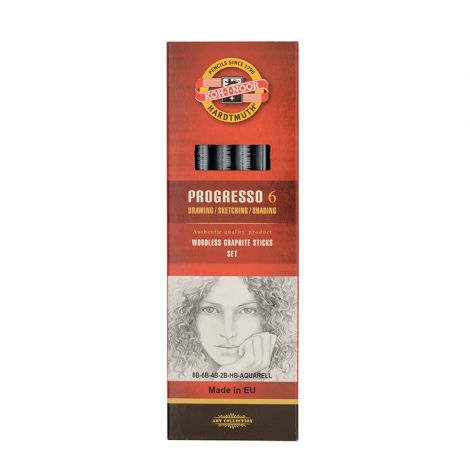 Ołówki grafitowe Koh-i-Noor Progresso Aquarell 8915, HB-8B, 6szt