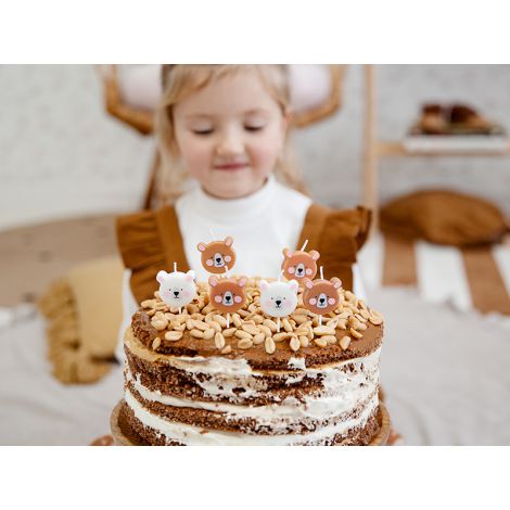 Świeczki urodzinowe Miś, 3 cm, 6 sztuk - 2
