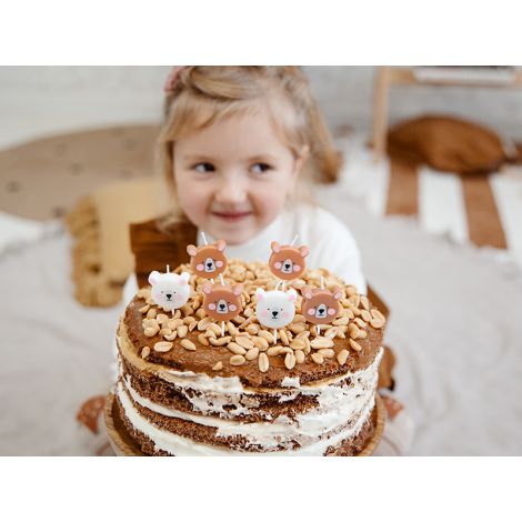 Świeczki urodzinowe Miś, 3 cm, 6 sztuk - 3