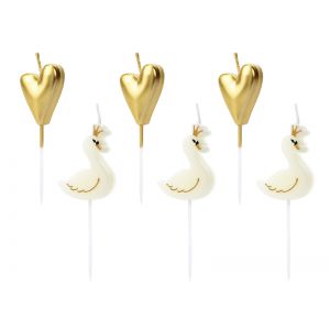 Świeczki urodzinowe Lovely Swan, 3,5 - 4 cm, 6 sztuk