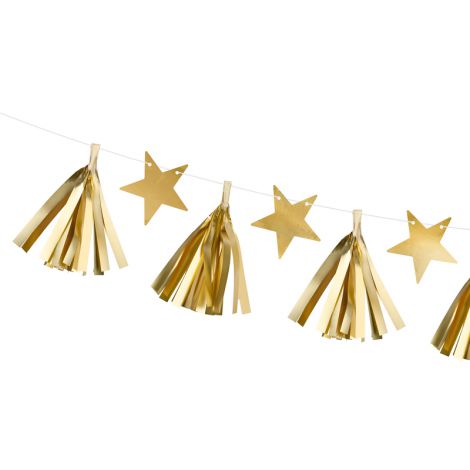 Girlanda papierowa Gwiazdy, 1,3 m, złoty - 2