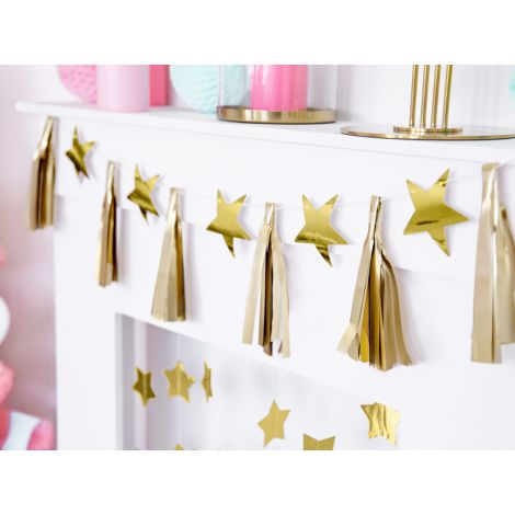 Girlanda papierowa Gwiazdy, 1,3 m, złoty - 3