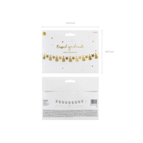 Girlanda papierowa Gwiazdy, 1,3 m, złoty - 8