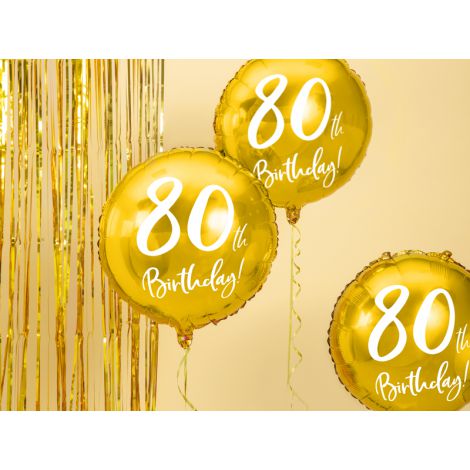 Balon foliowy 80th Birthday, złoty, 45cm - 2