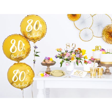 Balon foliowy 80th Birthday, złoty, 45cm - 3