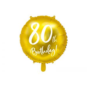 Balon foliowy 80th Birthday, złoty, 45cm