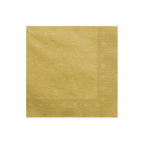 Serwetki trójwarstwowe, złote metalizowane, 16,5 x 16,5 cm, 20 sztuk