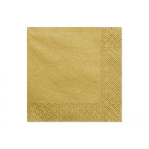 Serwetki trójwarstwowe, złote metalizowane, 16,5 x 16,5 cm, 20 sztuk
