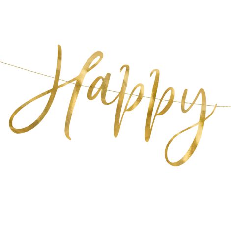 Baner Happy New Year, 66 x 18 cm, złoty - 2