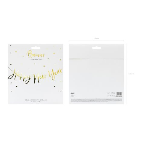 Baner Happy New Year, 66 x 18 cm, złoty - 4