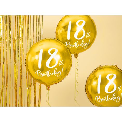 Balon foliowy 18th Birthday, złoty, 45cm - 3