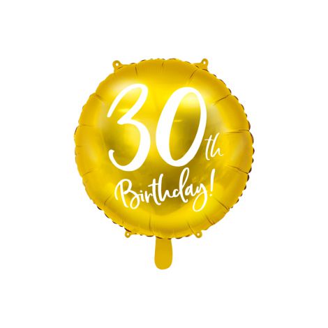 Balon foliowy 30th Birthday, złoty, 45cm