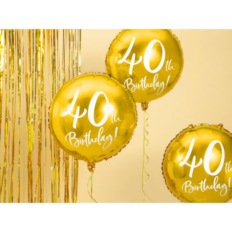 Balon foliowy 40th Birthday, złoty, 45cm - 3