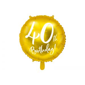 Balon foliowy 40th Birthday, złoty, 45cm