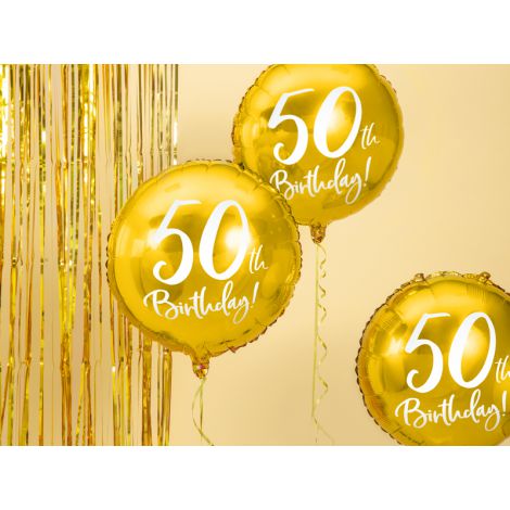 Balon foliowy 50th Birthday, złoty, 45cm - 3
