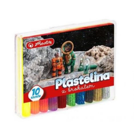 Plastelina z brokatem 10 kolorów
