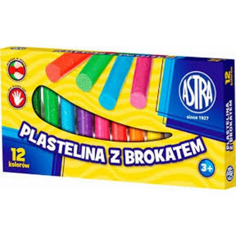 Plastelina Astra brokatowa, 12 kolorów