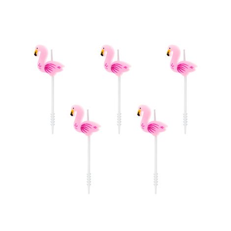 Świeczki urodzinowe Flamingi,  3 cm, 5 sztuk
