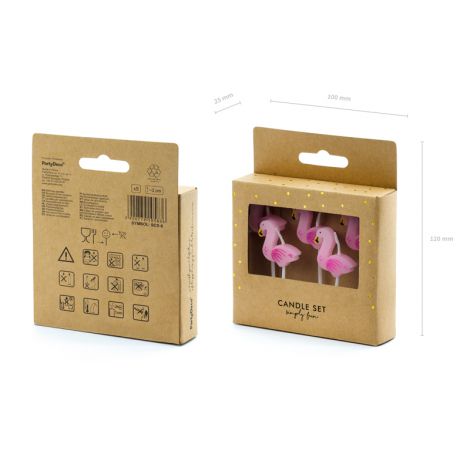 Świeczki urodzinowe Flamingi,  3 cm, 5 sztuk - 3