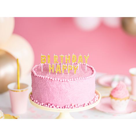 Świeczki urodzinowe Happy Birthday, złote, 2,5 cm, 13 sztuk - 3