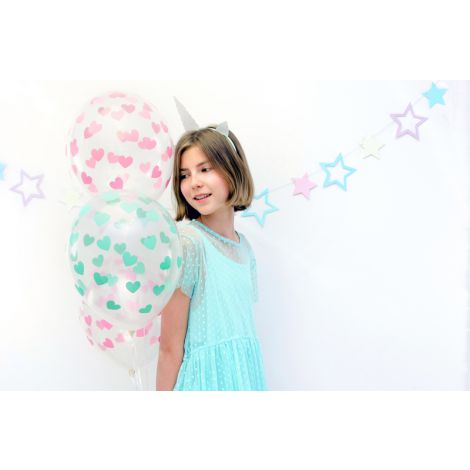 Balony Serduszka, 30cm, Crystal Clear, 6 sztuk - 2
