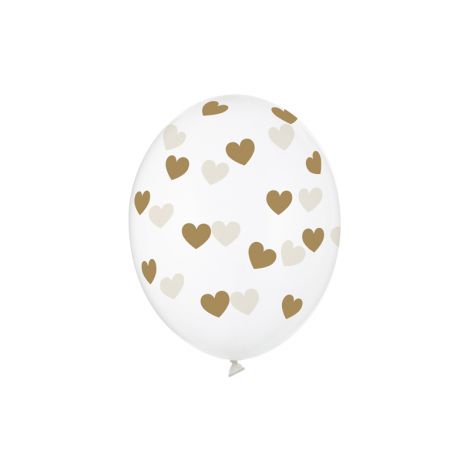 Balony Serduszka, 30cm, Crystal Clear, 6 sztuk