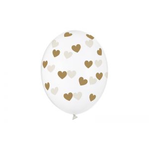 Balony Serduszka, 30cm, Crystal Clear, 6 sztuk