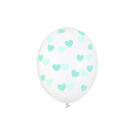Balony Serduszka, 30cm, Crystal Clear, 6 sztuk