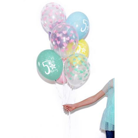 Balony Serduszka, 30cm, Crystal Clear, 6 sztuk - 3