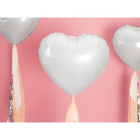 Balon foliowy Serce, 45cm, biały - 5