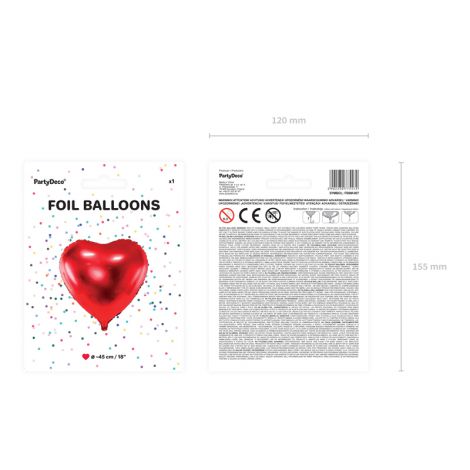 Balon foliowy Serce, 45cm, czerwony - 4