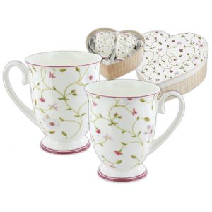 Komplet dwóch kubków w sercu Carmani 280ml - Wiosenne Kwiaty