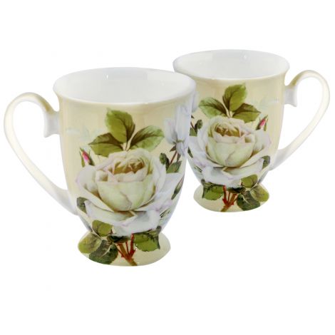 Komplet dwóch kubków w sercu Carmani 280ml - Biała Róża - 2