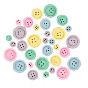 Guziki dpCraft drewniane 30szt, Mix Pastel