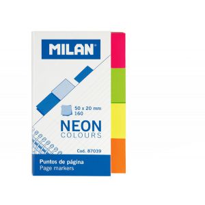 Zakładki indeksujące Milan 50x20mm, 160szt Neon papierowe