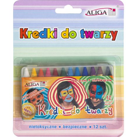 Kredki do twarzy Aliga, 12 kolorów